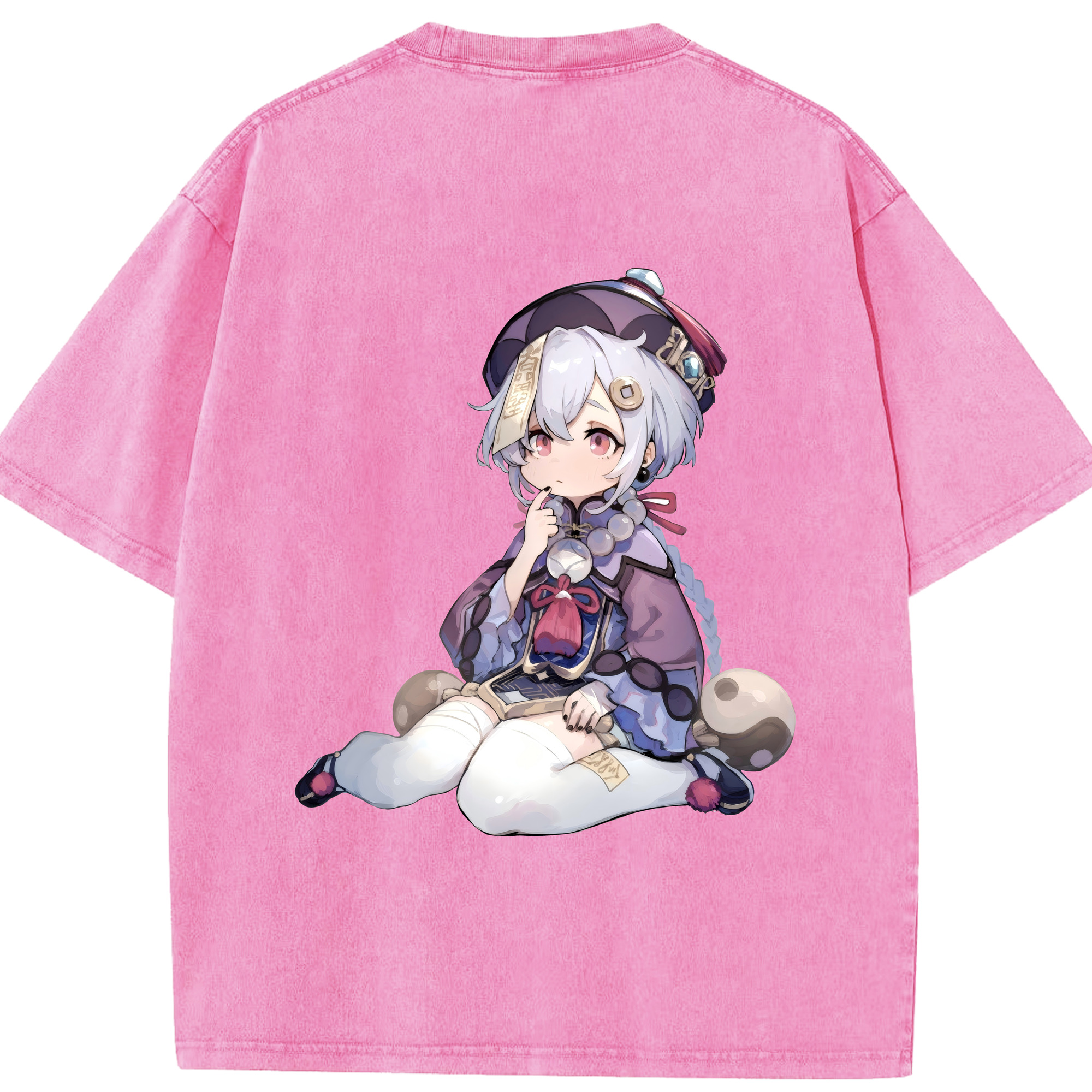 げんし神 七七 なな  genshin Nana 綿100% ヴィンテージ風 半袖Tシャツ（背面プリント）